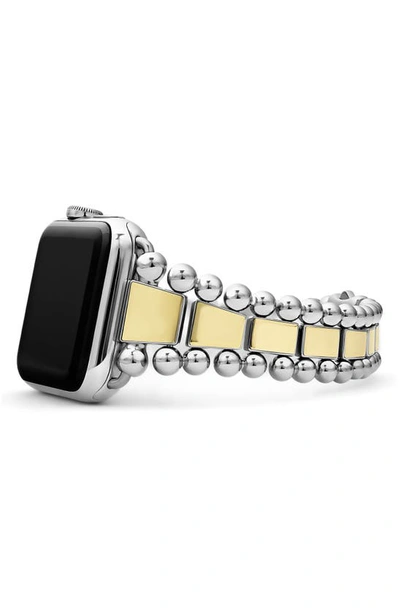 Lagos Smart Caviar Stainless Steel 18k Gold Apple Watch Bracelet, 42-44mm In Gold/silver