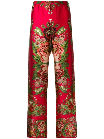F.r.s For Restless Sleepers Silk Trousers In Red