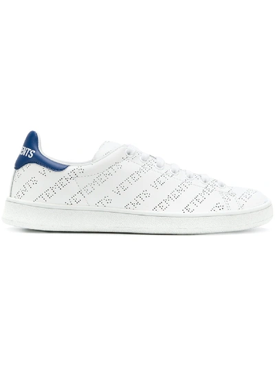 Vetements 20mm Logo Perforated Leather Sneakers In White