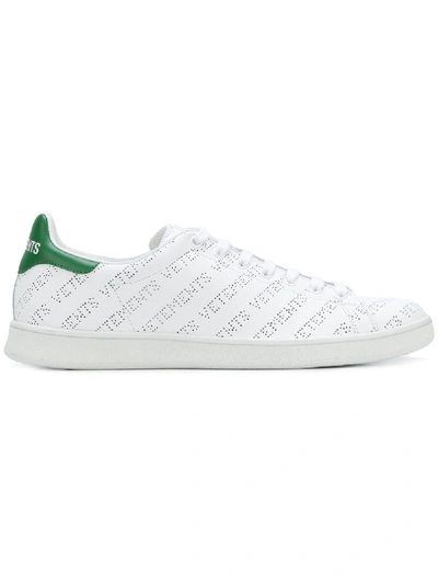 Vetements Perforated Designer Logo Leather Trainers In White