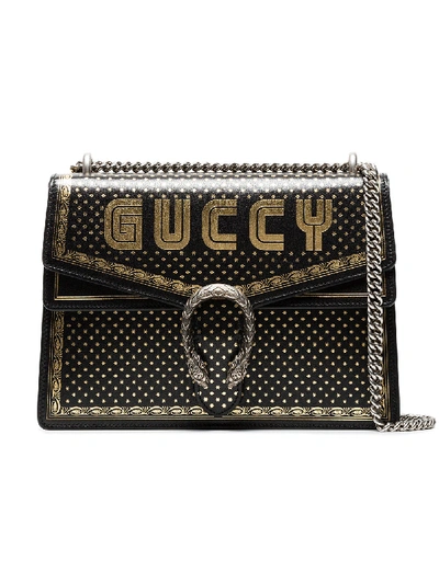 Gucci Dionysus Embroidered Leather Shoulder Bag In Black