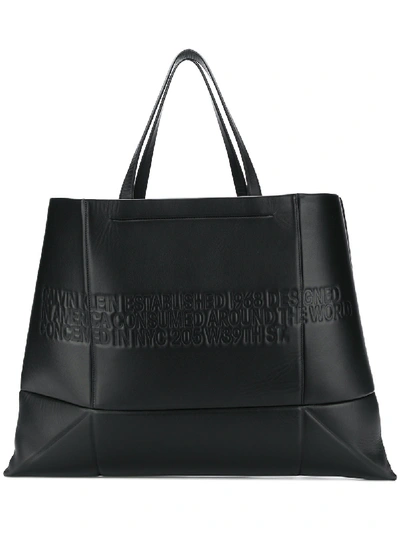 Calvin Klein 205w39nyc Geometric Leather Tote In Black
