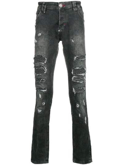 Philipp Plein Denim Jeans In Black