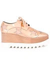 Stella Mccartney Elyse Embellished Cutout Faux Leather Platform Brogues In Gold