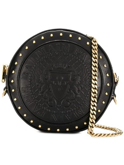 Balmain Leather Disco Bag In Black