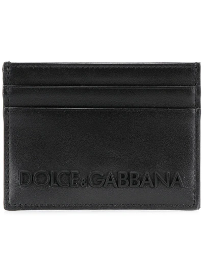 Dolce & Gabbana Printed Calf Credit Card Holder In Black