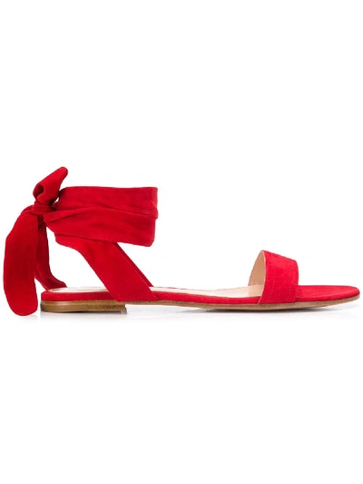 Gianvito Rossi Leather Flat Sandals In Red