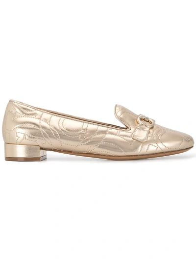 Ferragamo Gancini Leather Loafer In Gold