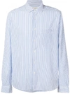 Ymc You Must Create Micro-stripe Shirt In Blue