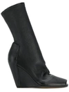 Rick Owens Open Toe Wedge Booties In Black