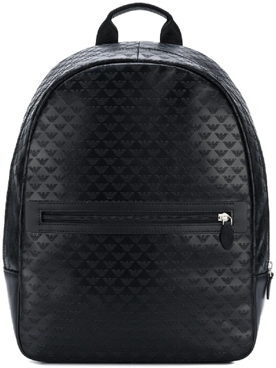Emporio Armani Leather Backpack In Black