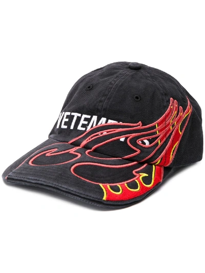 Vetements Fire Cotton Cap In Black