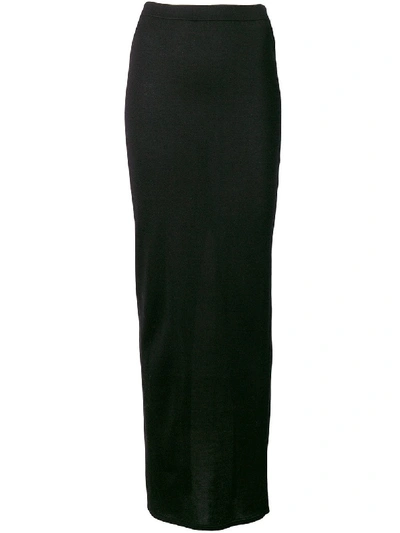 Rick Owens Pillar Silk Maxi Skirt In Black
