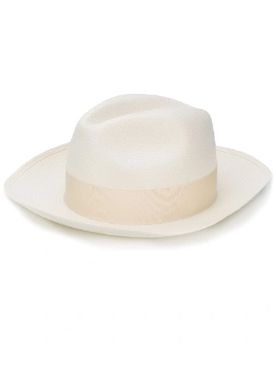 Borsalino Panama Straw Hat In White