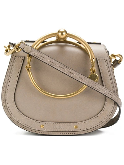 Chloé Nile Small Leather Shoulder Bag In Grey