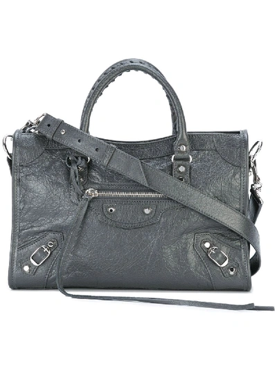 Balenciaga City Classic Small Leather Shoulder Bag In Grey
