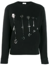 Saint Laurent Palm Tree Print Sweatshirt In Black