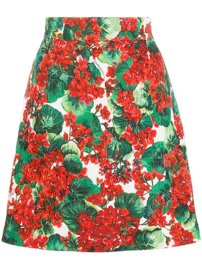 Dolce & Gabbana Short Portofino-print Brocade Skirt In Red