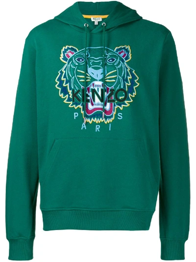 Kenzo Cotton Hoodie In Green