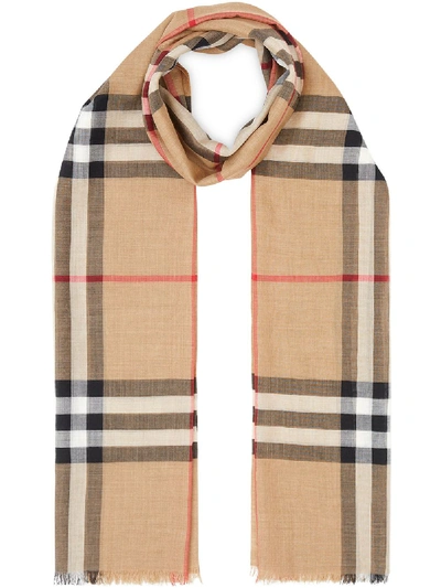 Burberry Giant Check Cashmere Scarf In Beige