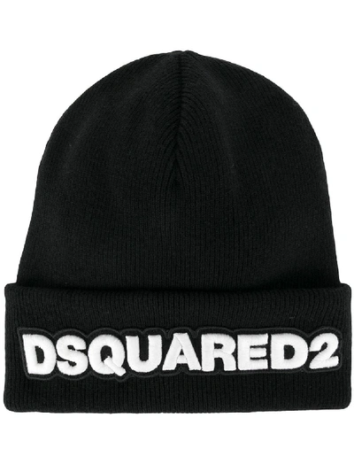 Dsquared2 Logo Wool Hat In Black