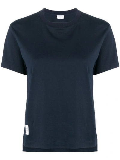 Thom Browne Side Splits Cotton T-shirt In Blue