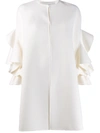Valentino Ruffle Sleeve Coat In White