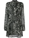 Saint Laurent Short Dress With Leo Print In Black