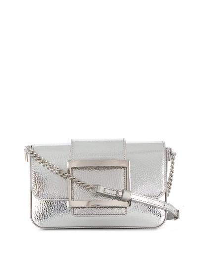 Roger Vivier Tres Vivier Micro Leather Bag In Silver