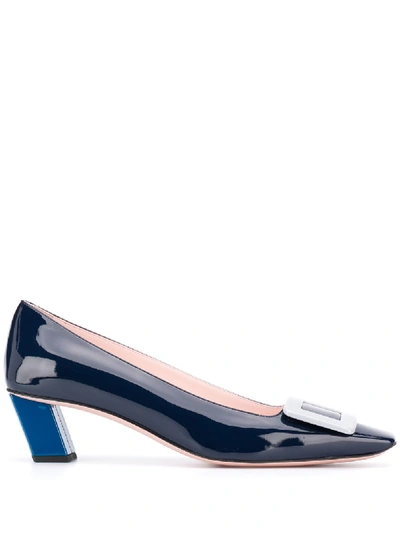 Roger Vivier Patent Leather Belle Vivier Pumps In Blue