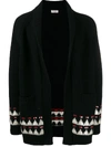 Saint Laurent Intarsia Knit Cardigan In Black