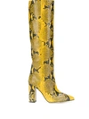 Paris Texas Block-heel Snake-embossed Leather Heeled Knee-high Ankle Boots In Yellow