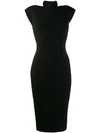 VICTORIA BECKHAM CAP SLEEVE PANELLED FITTED DRESS