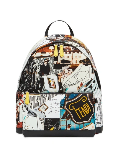 Fendi Logo Backpack In Multicolor