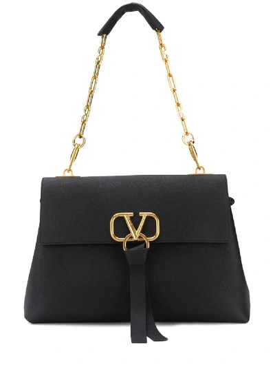 Valentino Garavani Vring Leather Shoulder Bag In Black