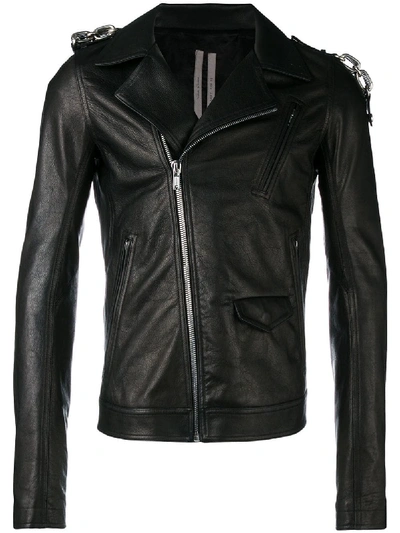 Rick Owens Leather Jacket In Black