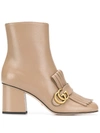 GUCCI Gg Marmont Leather Ankle Boots