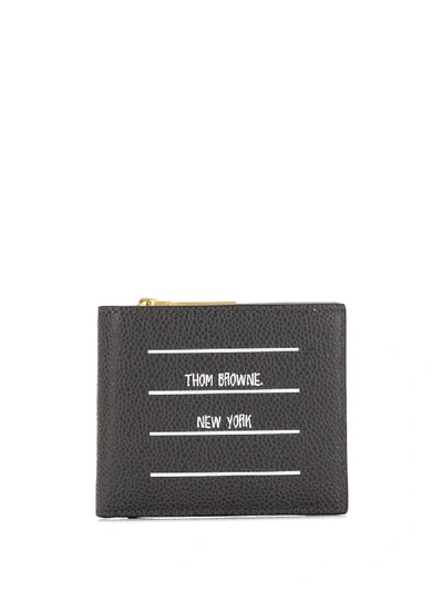 Thom Browne Printed Leather Wallet In Grey