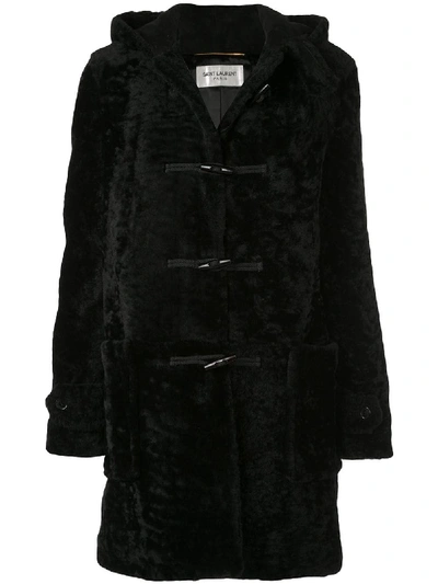 Saint Laurent Long Coat In Leather In Black