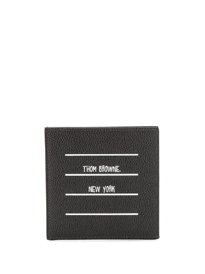 Thom Browne Leather Print Card Holder In Grey