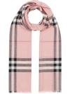 Burberry Lightweight Giant Check Wool & Silk Scarf In Pink