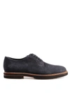 TOD'S BLUE SUEDE DERBY LACE-UPS