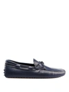 TOD'S LACES DETAILED BLUE LEATHER LOAFERS