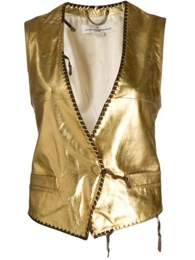 Golden Goose Shiori Metallic Waistcoat In Brown/gold/a3