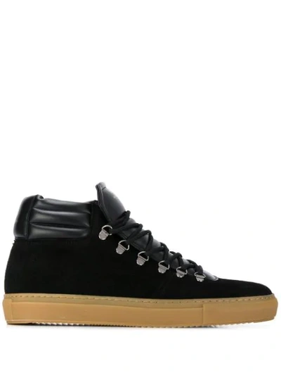 Zespà Zsp2 Monochrome Suede Leather High Sneakers Black Zespa