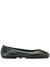Tory Burch Claire Leather Ballet Flats In Black