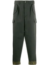 LOEWE LOEWE CONTRAST HEM TAPERED TROUSERS - 绿色