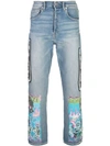 LOST DAZE LOST DAZE PRINT DETAIL DENIM JEANS - 蓝色