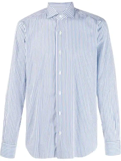 Barba Striped Slim-fit Shirt In Blue