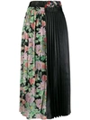 JUNYA WATANABE JUNYA WATANABE FLORAL PANEL PLEATED SKIRT - 黑色